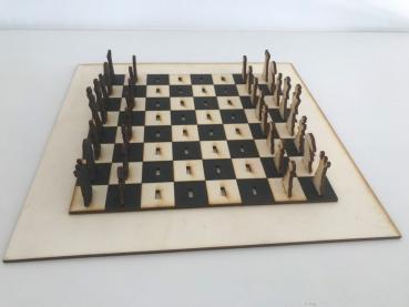 Schach - Flat Earth Chess seitliche Perspektive